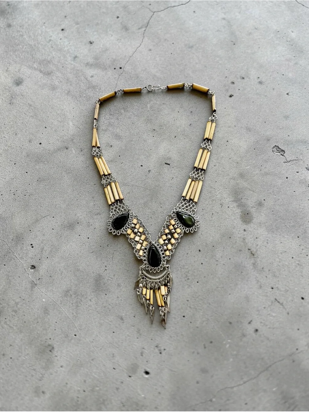 Handcrafted Tribal Statement Necklace 16”